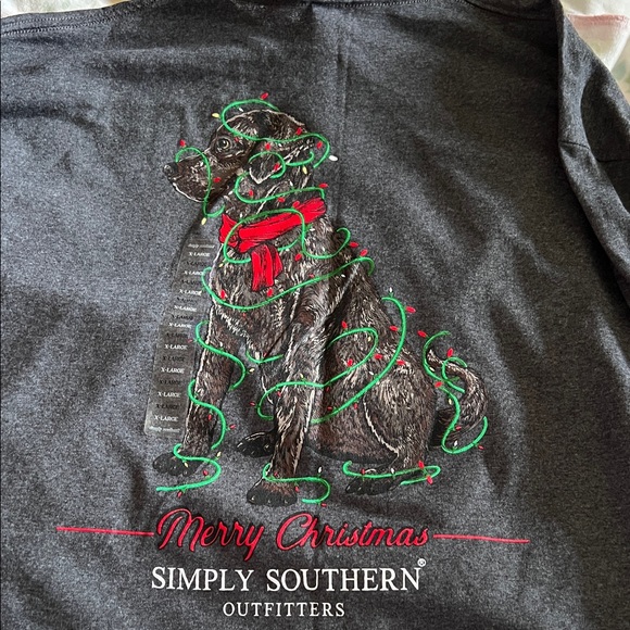Simply Southern Tops - Simply Southern Black Tee with Festive Dog and Lights